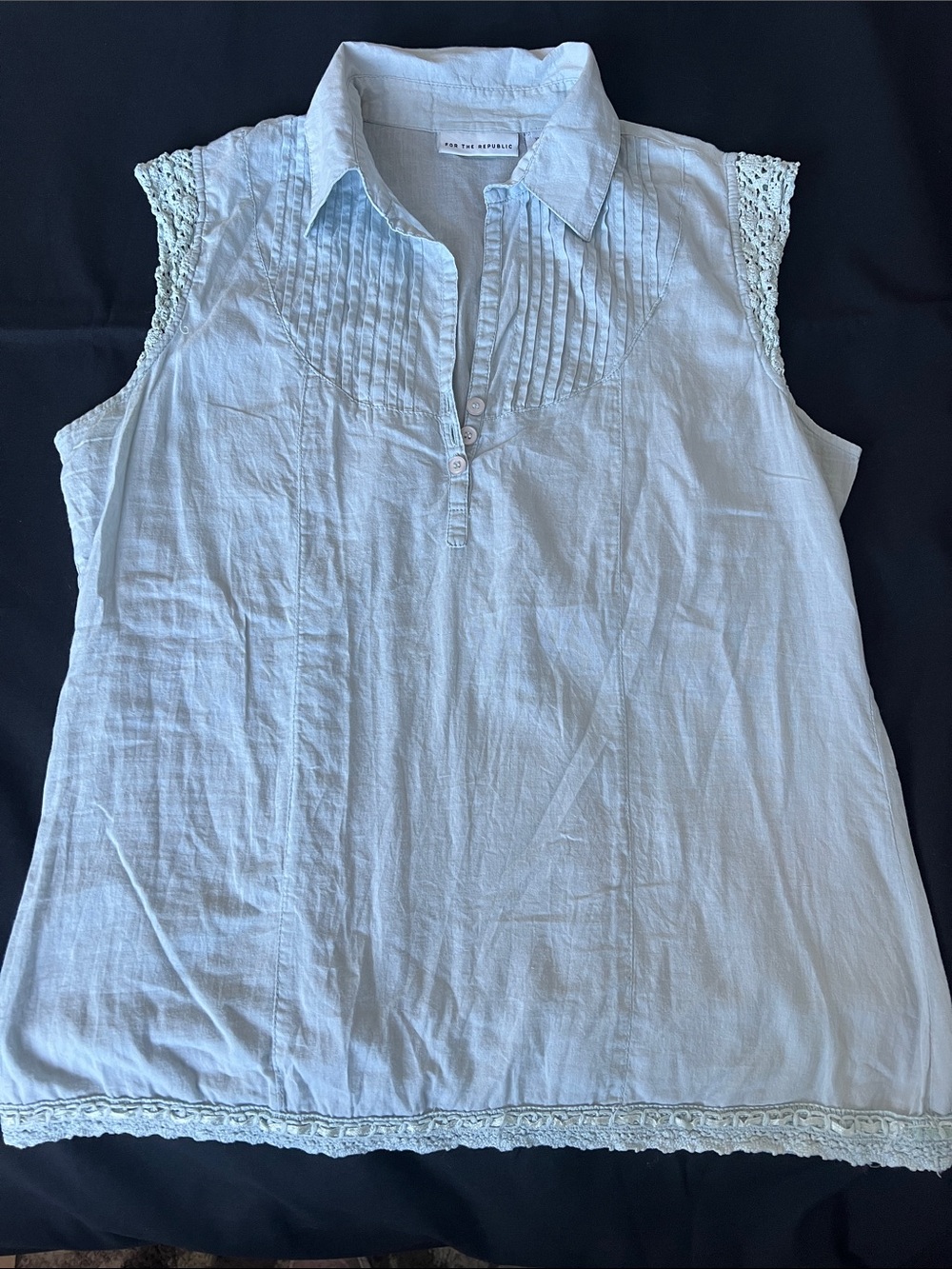 For The Republic Cotton Sleeveless Collar Top